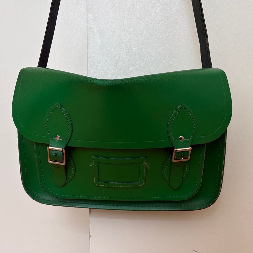 Green Leather Cambridge Satchel